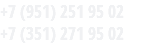 +7 (951) 251 95 02 +7 (351) 271 95 02